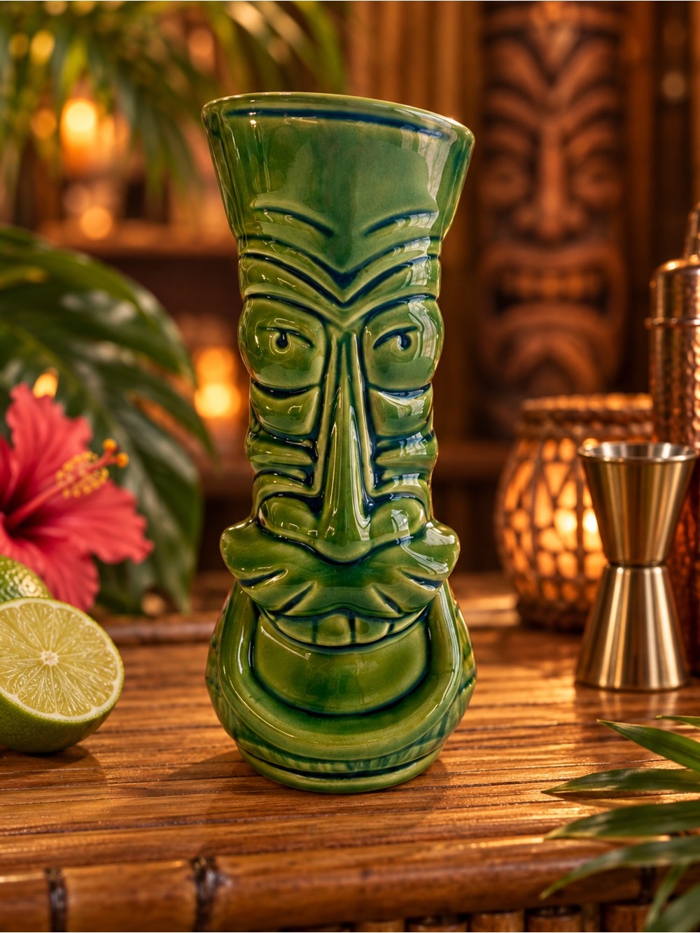Green Ceramic Tiki Mug - Bar & Home Drinkware